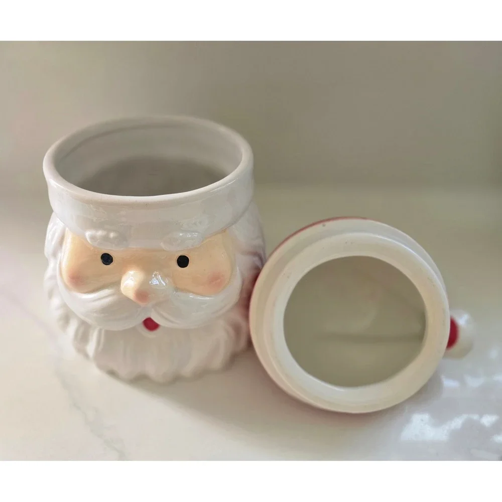 Member's Mark Santa Claus Head Ceramic Cookie Jar Christmas Holiday‎ Decor Red